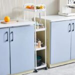 [CTRL & HOME] - 4-Tier Slim Rolling Storage Rack with Wheels, Narrow Plastic Utility Shelf Organizer for Bathroom, Kitchen, Laundry Room, Bedroom & Living Room, White, 32.5 × 21.5 × 97 cm - Image 2