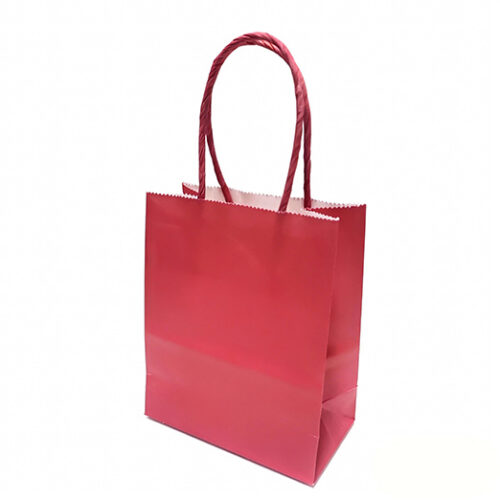 [CTRL & HOME] - 【12-Pack】Solid Color Paper Gift Bags with Handles, Multi-Size Options — Kraft Shopping Bags for Party, Retail, Wedding & Gift Packaging (Red, XS (15 * 11 * 6cm))
