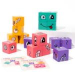 [CTRL & HOME] - Expression Puzzle Building Blocks Game for Kids, Face Matching Cube Game with 72 Challenge Cards and Bell, Educational Emotion Recognition Toy for Boys and Girls Ages 3+ - Image 4