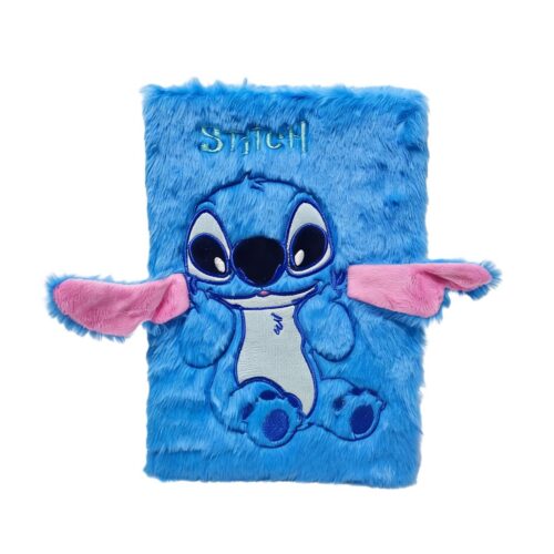 [CTRL & HOME] - A5 Plush Cover Notebook with Cute 3D Ears, Soft Cartoon Journal, Portable Diary Notebook for Kids and Gifts (Stitch KN-2004)