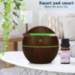 [CTRL & HOME] - Ultrasonic Aroma Humidifier, 200ml Mini Essential Oil Diffuser with Color Changing LED Light, Quiet Cool Mist Air Humidifier (Dark Brown, Ball-shaped (10.3 * 10.3cm)) - Image 2