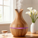 [CTRL & HOME] - Ultrasonic Aroma Humidifier, 200ml Mini Essential Oil Diffuser with Color Changing LED Light, Quiet Cool Mist Air Humidifier (Dark Brown, Ball-shaped (10.3 * 10.3cm)) - Image 4