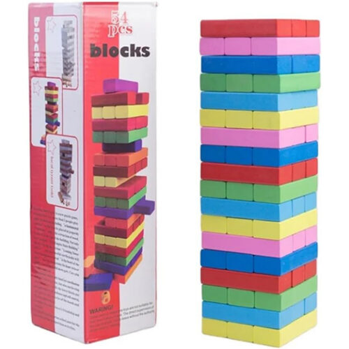 [CTRL & HOME] - 54 PCS Wooden Number Stacking Blocks Game – Classic Balance Tower Toy for Kids & Family