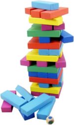 [CTRL & HOME] - 54 PCS Wooden Number Stacking Blocks Game – Classic Balance Tower Toy for Kids & Family - Image 2